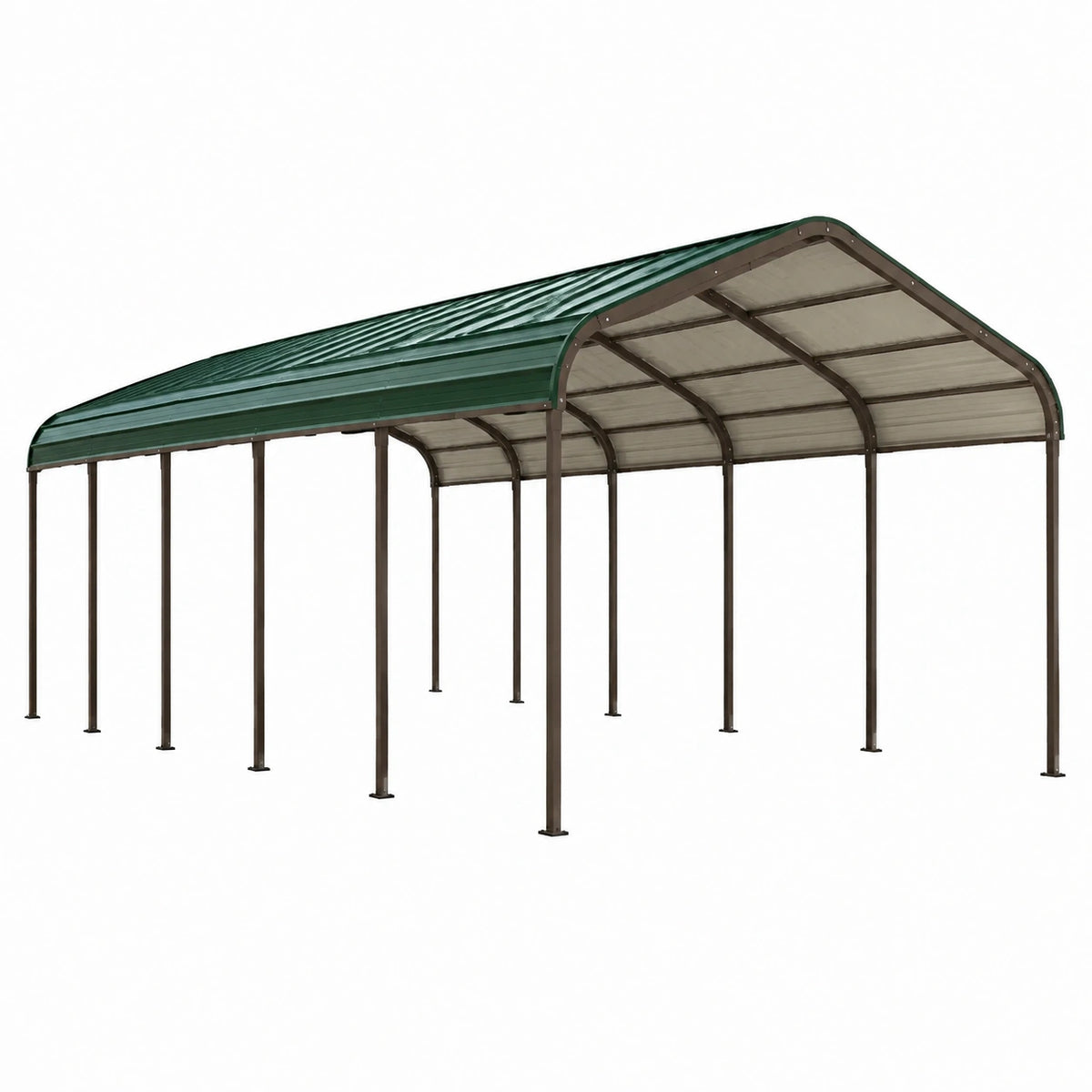 Carport 600 × 300 × 270 cm aus Stahl und Polycarbonat, Grün/Dunkelbraun/Transparent, wetterfest