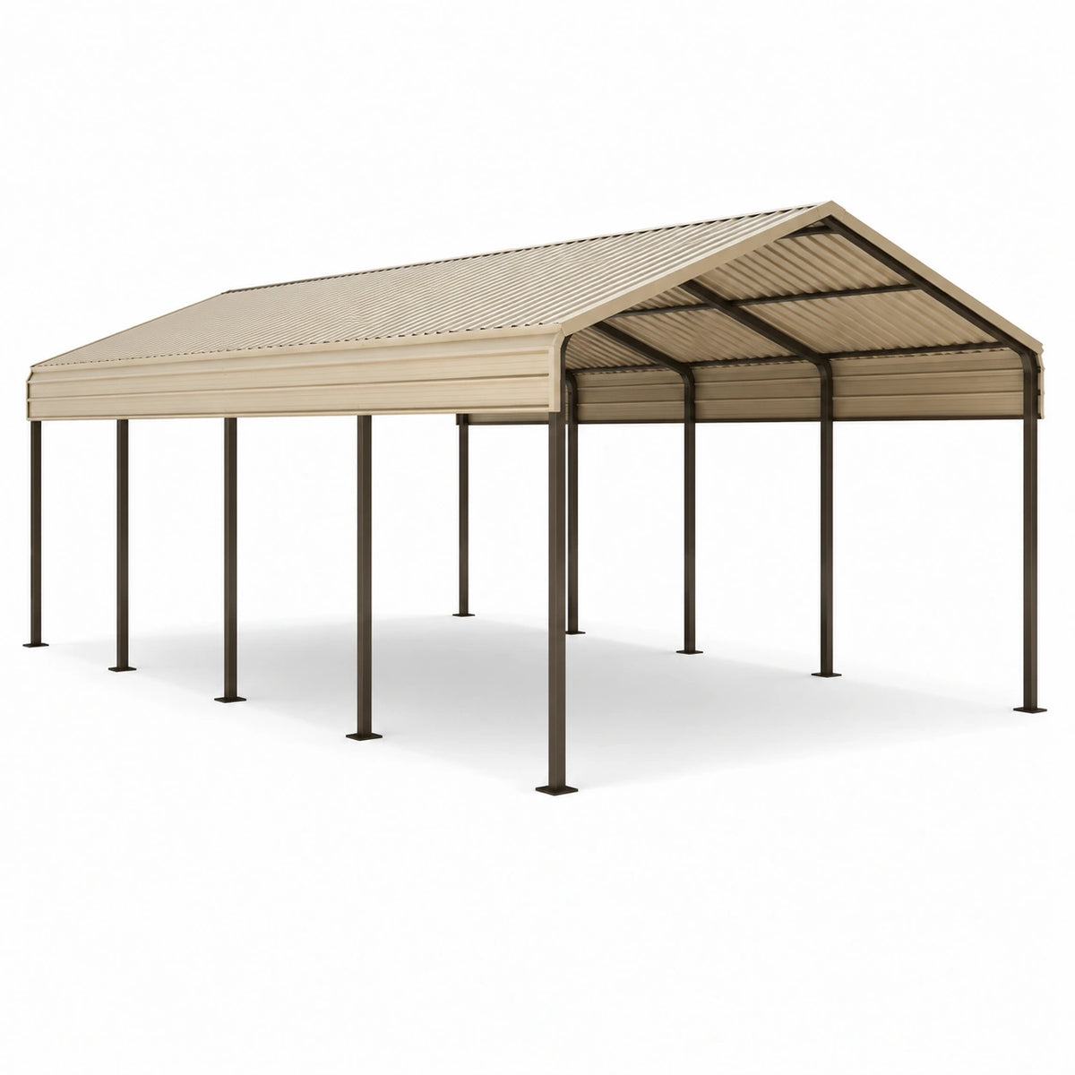 Carport mit Satteldach, 610 × 300 × 270 cm, Beige/Braun