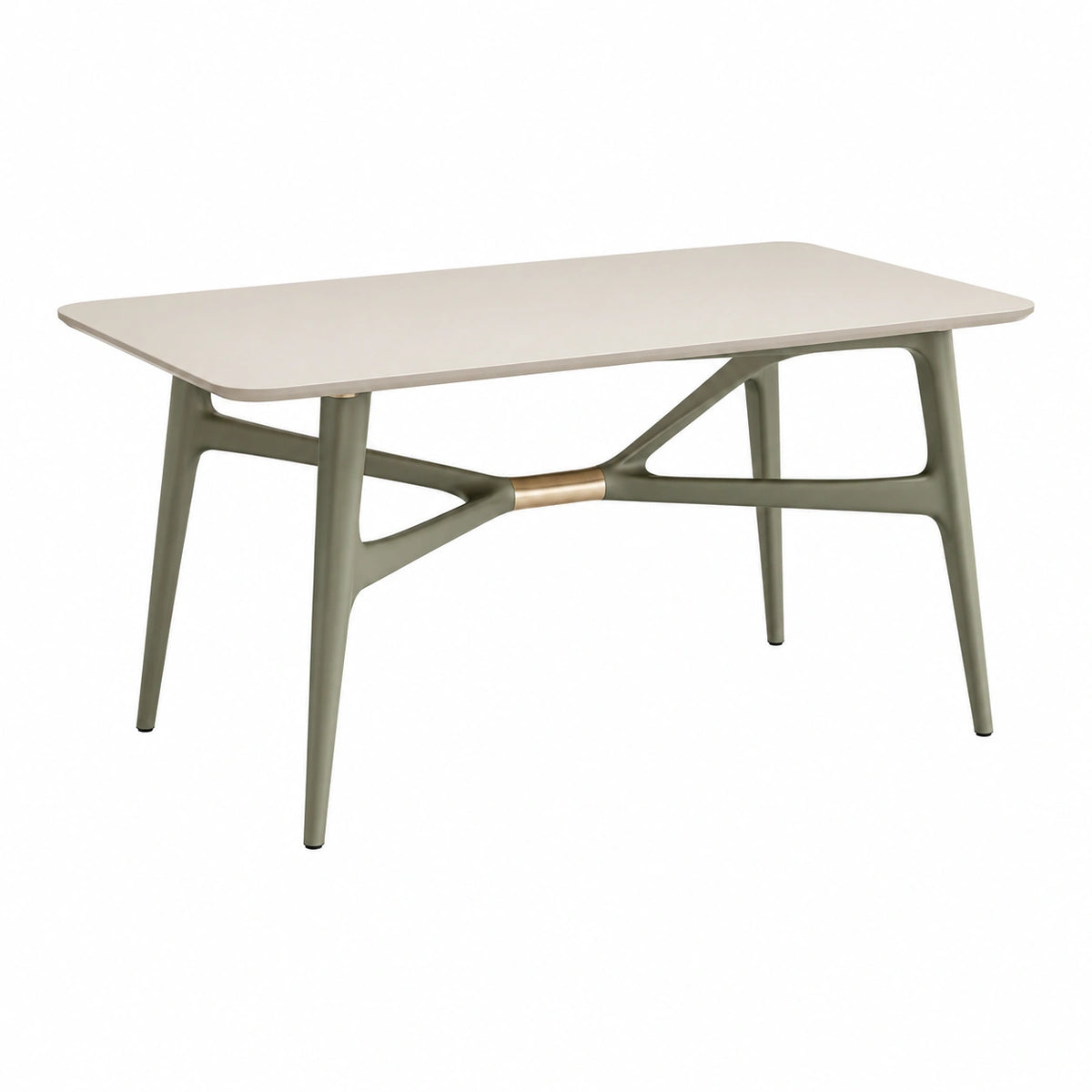 Moderner Esstisch 160 × 80 × 75 cm in Beige, Grün und Gold mit Metallgestell