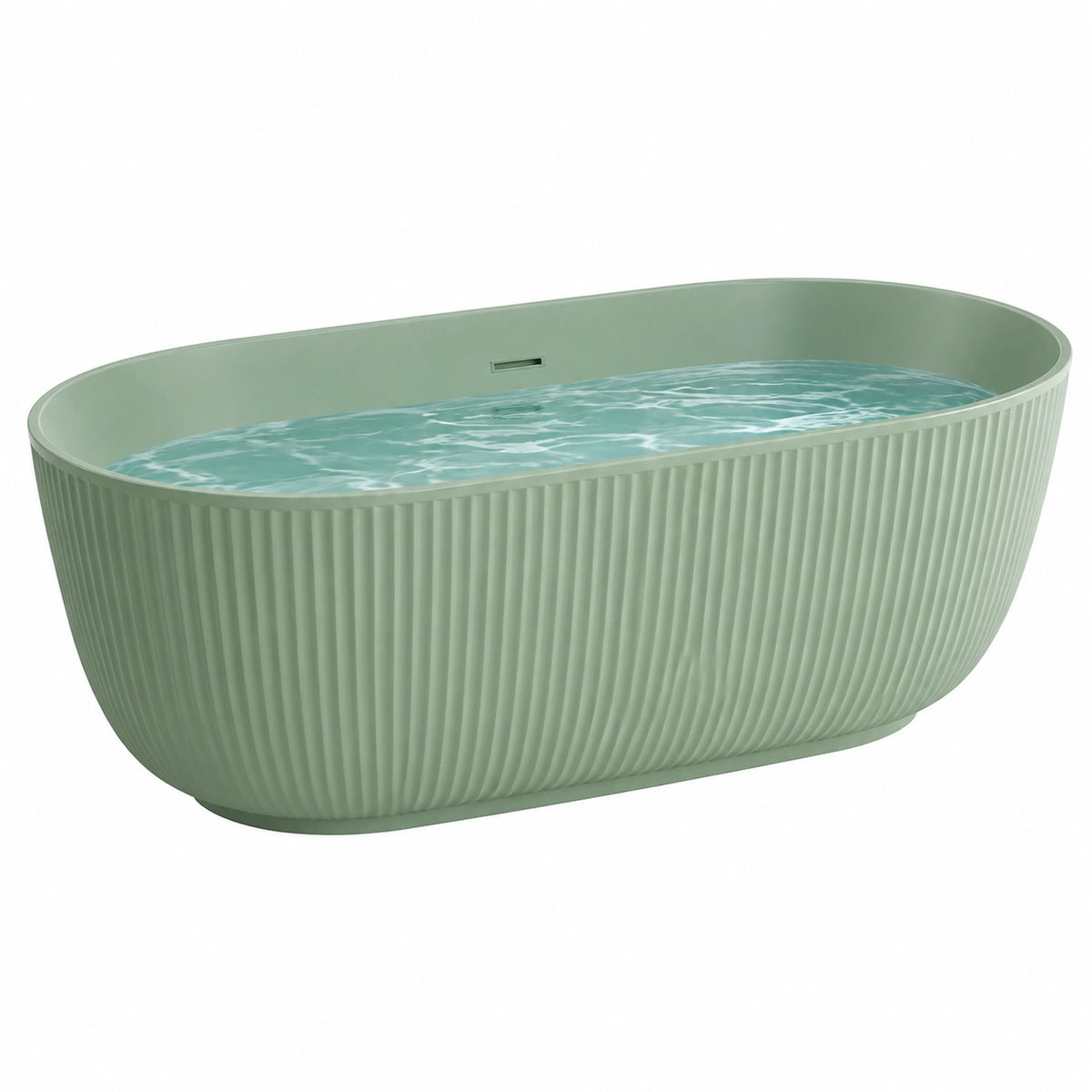 Freistehende Acryl-Badewanne 170 × 75 × 58 cm Mintgrün mit geriffelter Oberfläche