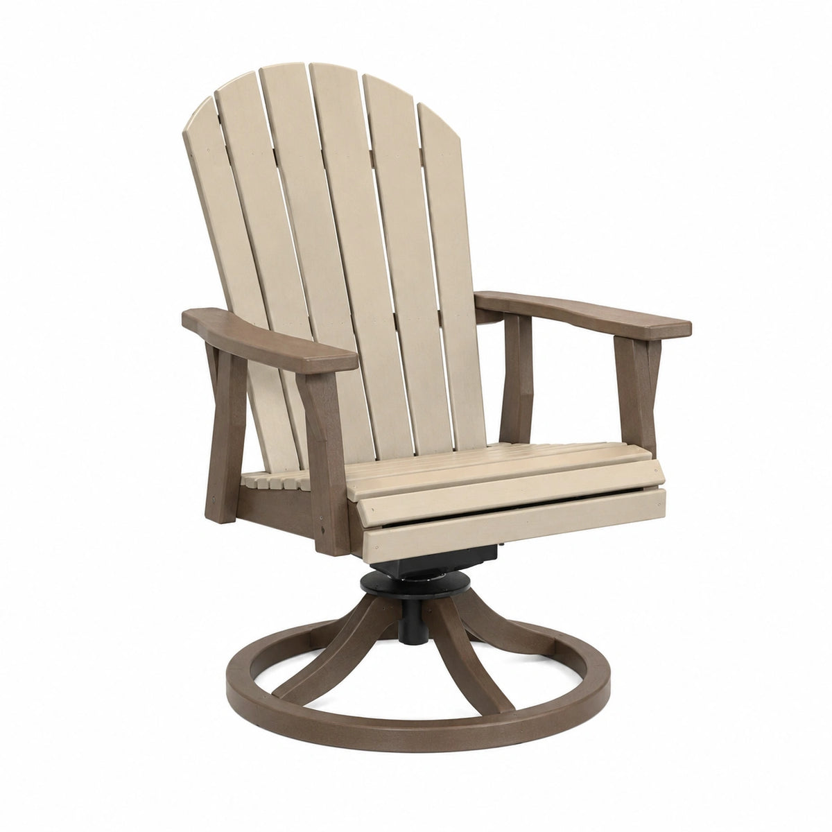 Drehbarer Adirondack-Gartenstuhl aus Kunststoff in Beige/Braun, 81 × 76 × 102 cm