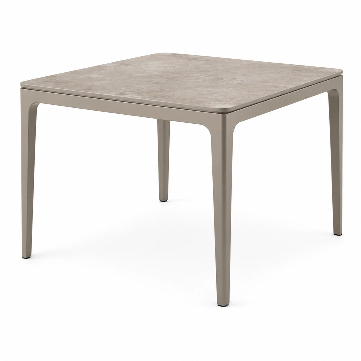 Moderner quadratischer Esstisch 140 x 140 x 75 cm in Taupe/Grau mit Steinoptik