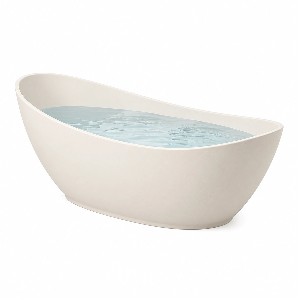 Freistehende ovale Badewanne aus weißem Acryl, 170 × 75 × 58 cm