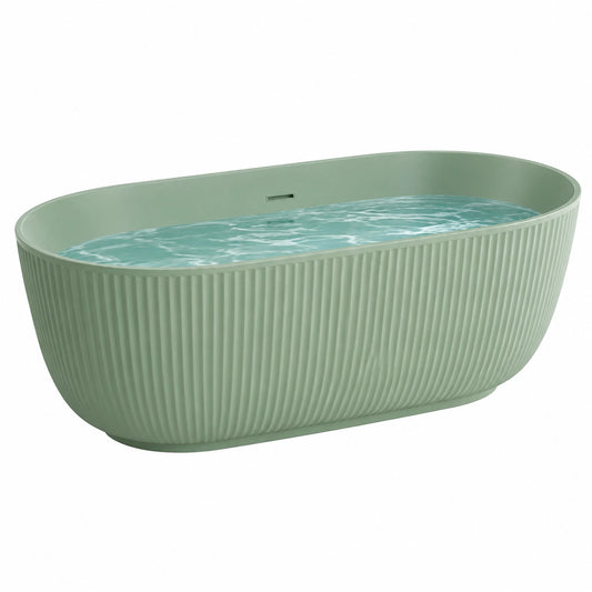 Freistehende Acryl-Badewanne 170 × 75 × 58 cm Mintgrün mit geriffelter Oberfläche