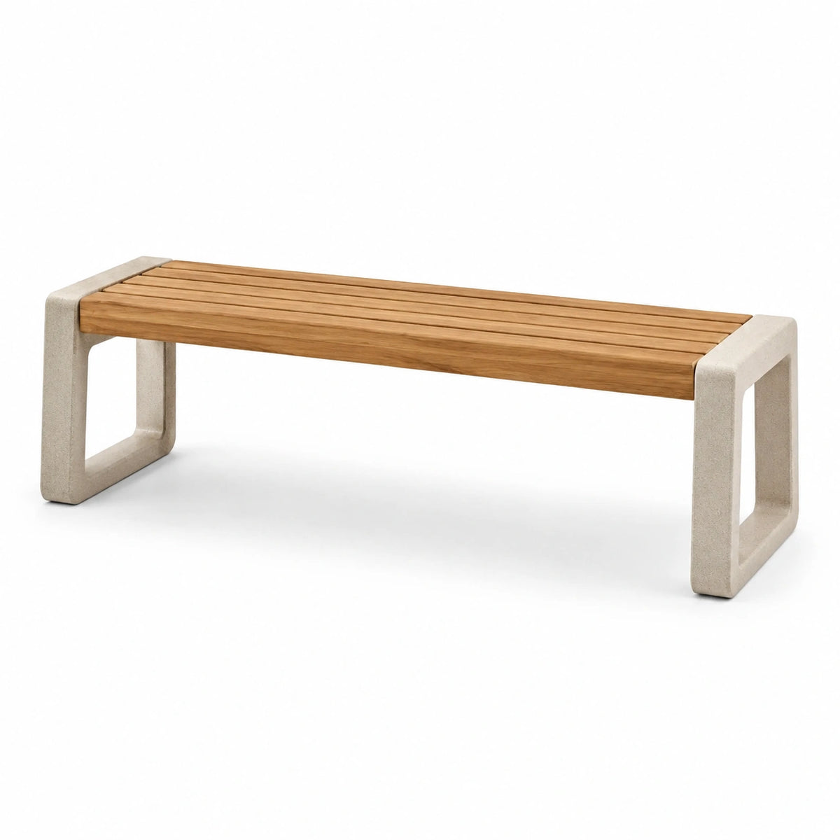 Gartenbank aus Holz und Beton, 150 × 40 × 45 cm, Natur/Beige